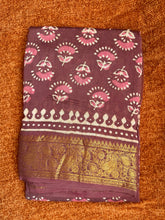 Premium Chanderi Jaipur Block Print with zari Border (Dabu)