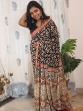 Bagru Modal Silk saree ~ Natural Dyed Saree