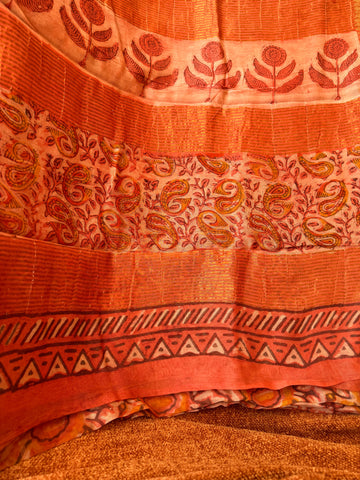 Premium Chanderi Jaipur Block Print with zari Border