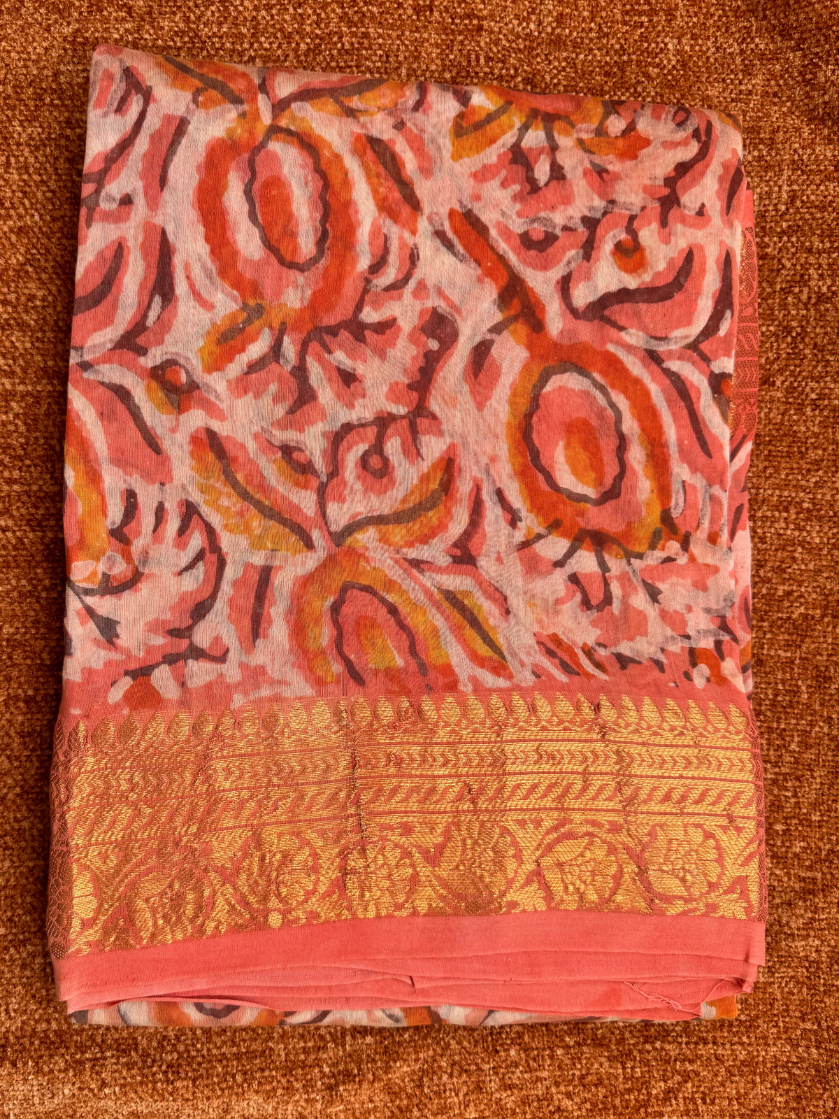 Premium Chanderi Jaipur Block Print with zari Border