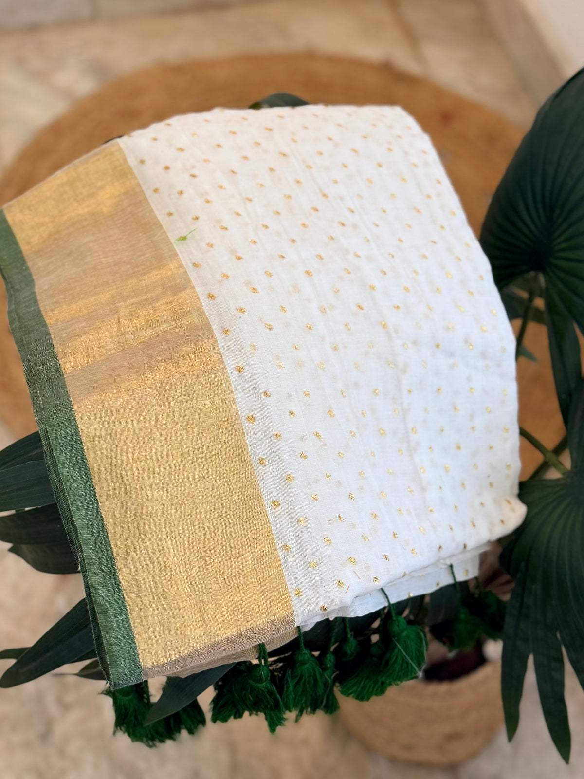 🌱 Mehendi Green ~ Pure 120 Mul cotton saree