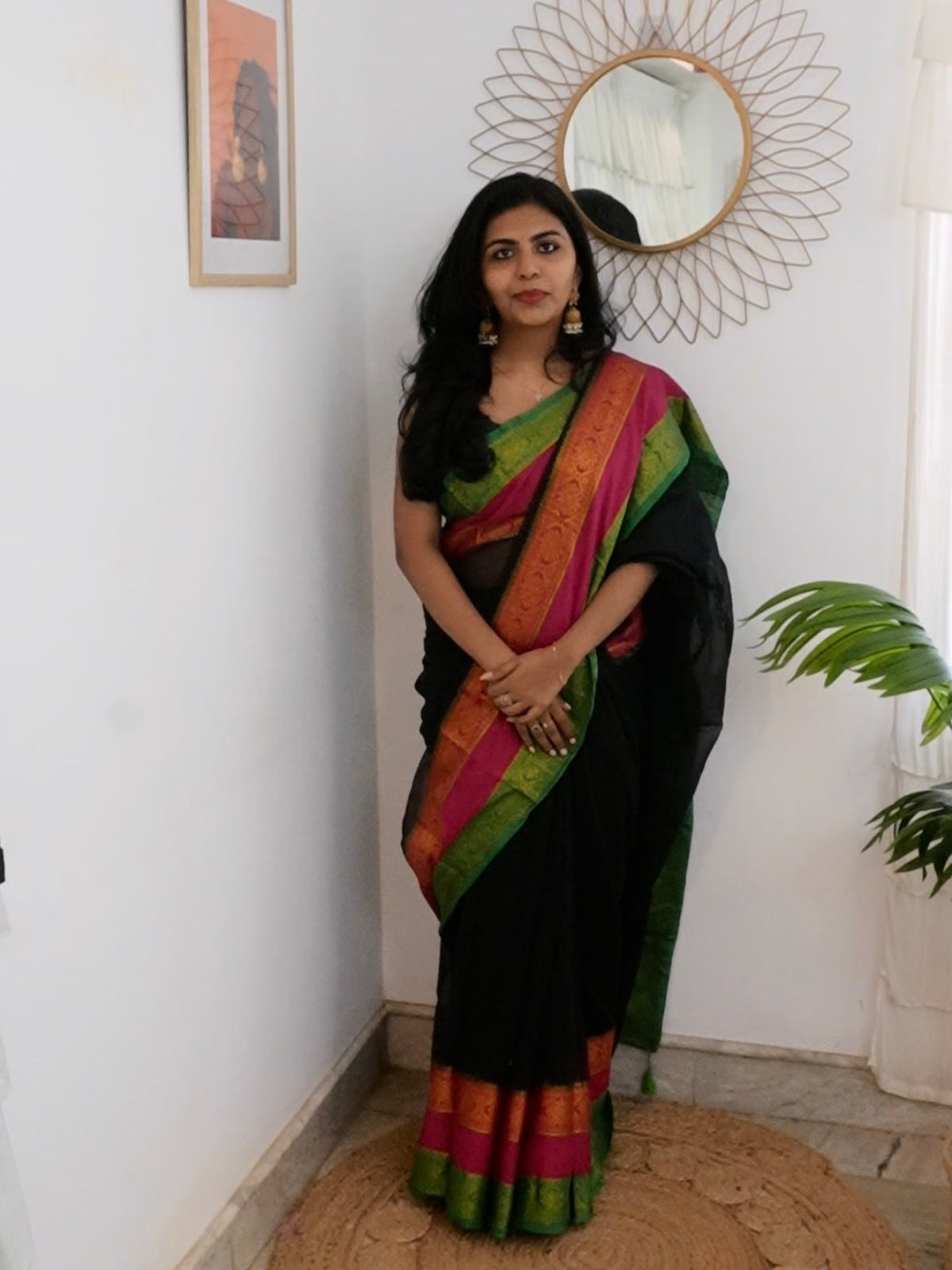 Nila ✨Black Mul cotton Saree