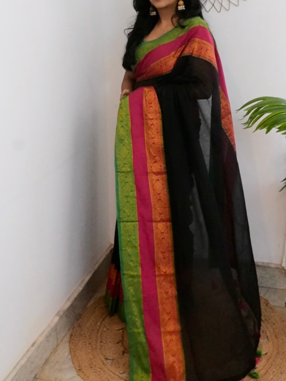 Nila ✨Black Mul cotton Saree