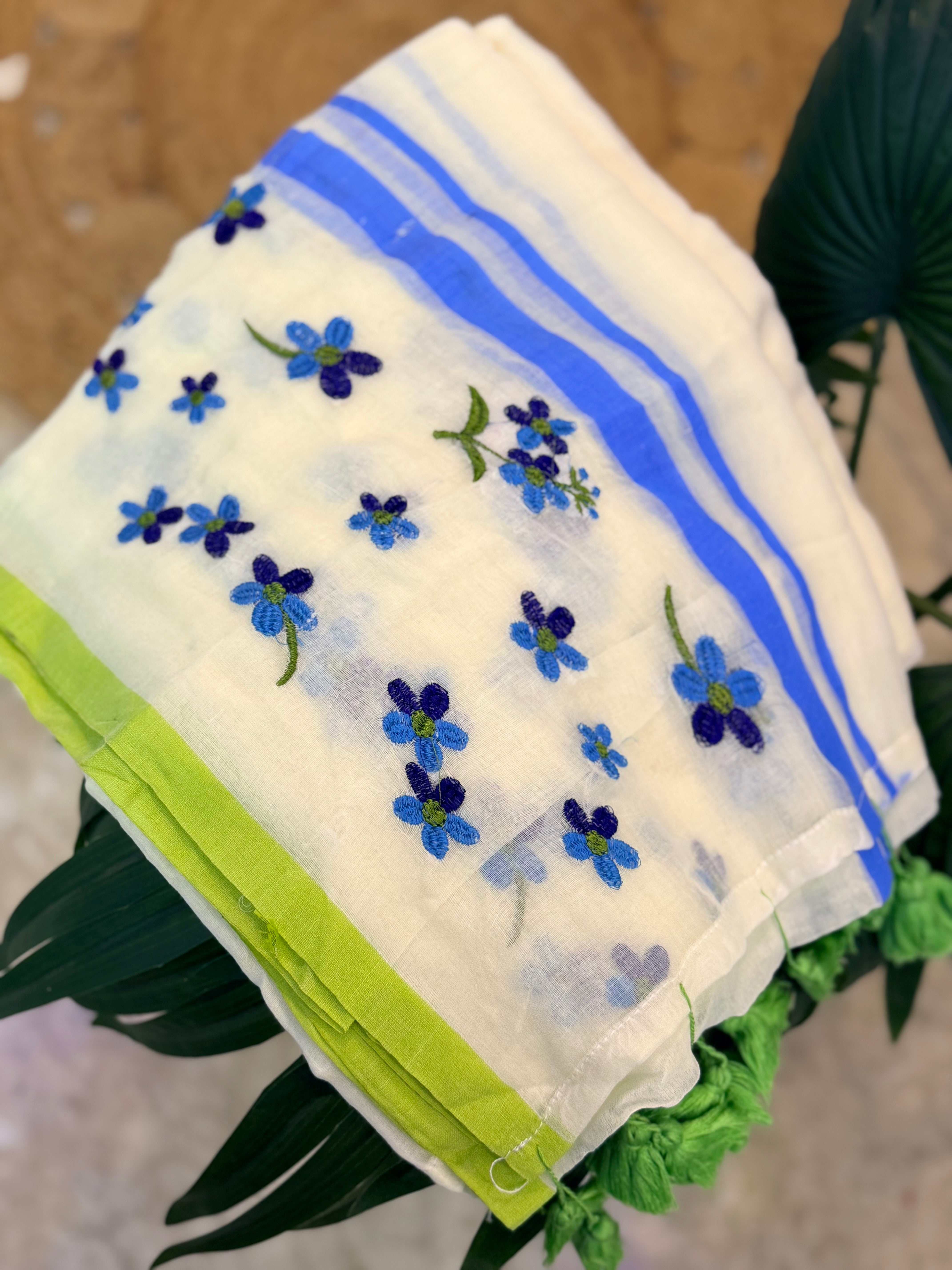 🪡 Zada ~ Embroidery Pure Mulcotton saree