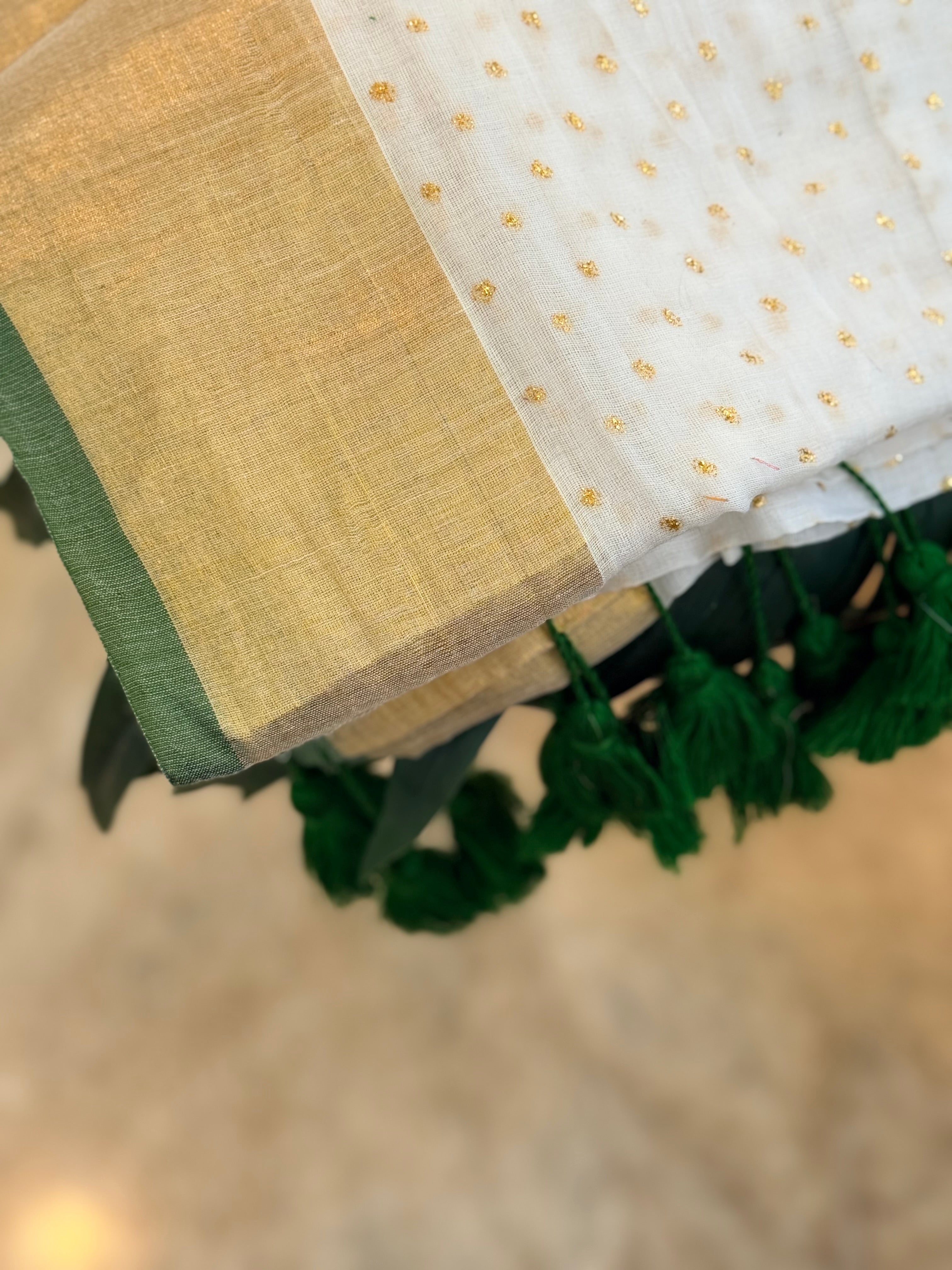 🌱 Mehendi Green ~ Pure 120 Mul cotton saree
