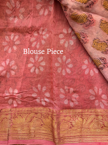 Premium Chanderi Jaipur Block Print with zari Border