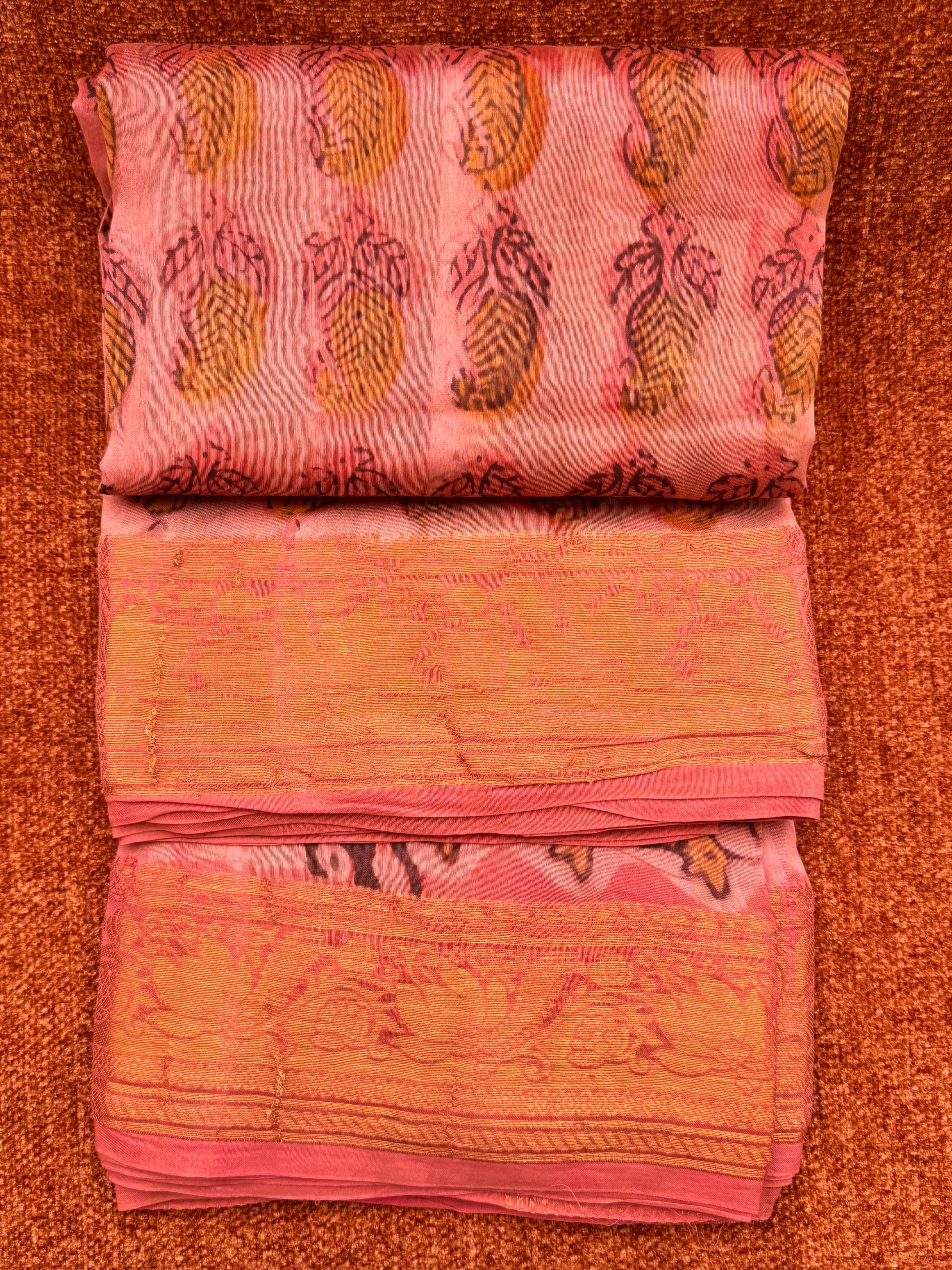 Premium Chanderi Jaipur Block Print with zari Border