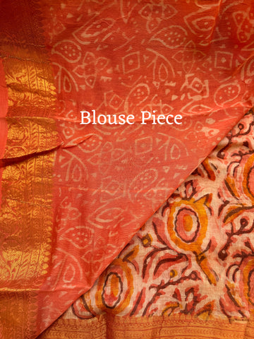 Premium Chanderi Jaipur Block Print with zari Border