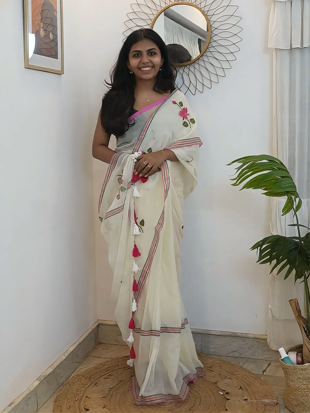 Gold Border 🪷 Saree